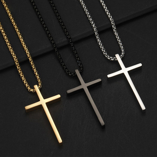 Stainless Steel Cross Pendant Necklace for Men Women Minimal