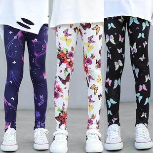 Kids Girls Leggings Spring Summer Flower Printed Children Tr
