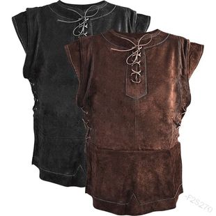 Gothic Men's Bandage Pirate Renaissance Knight Waistcoat Tun