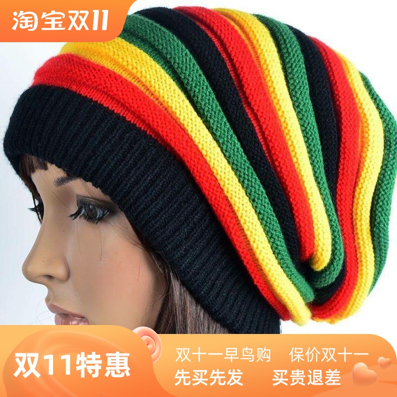Bob Marley Jamaica Rasta Beanie Hat 男女套头针织帽彩虹毛线帽