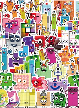 52PCS Numberblocks Cartoon Stickers Vintage For DIY Kids Chi