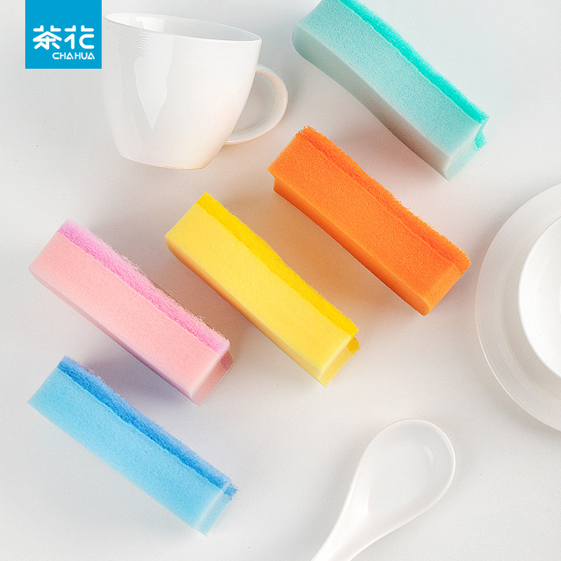 茶花百洁布洗碗巾海绵擦厨房抹布刷锅神器双面家用清洁去污用品