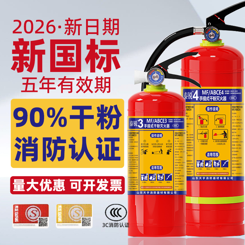 10个装202新国标干粉灭火器2/3/5/8/4kg手提式商用工厂消防器材