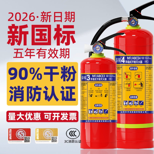 10个装202新国标干粉灭火器2/3/5/8/4kg手提式商用工厂消防器材