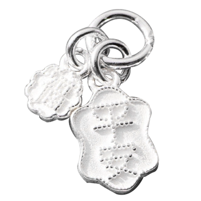 S925银印字几何牌子吊坠挂件