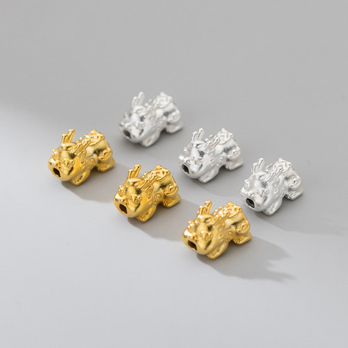 隔珠手串配珠通孔貔貅999足银