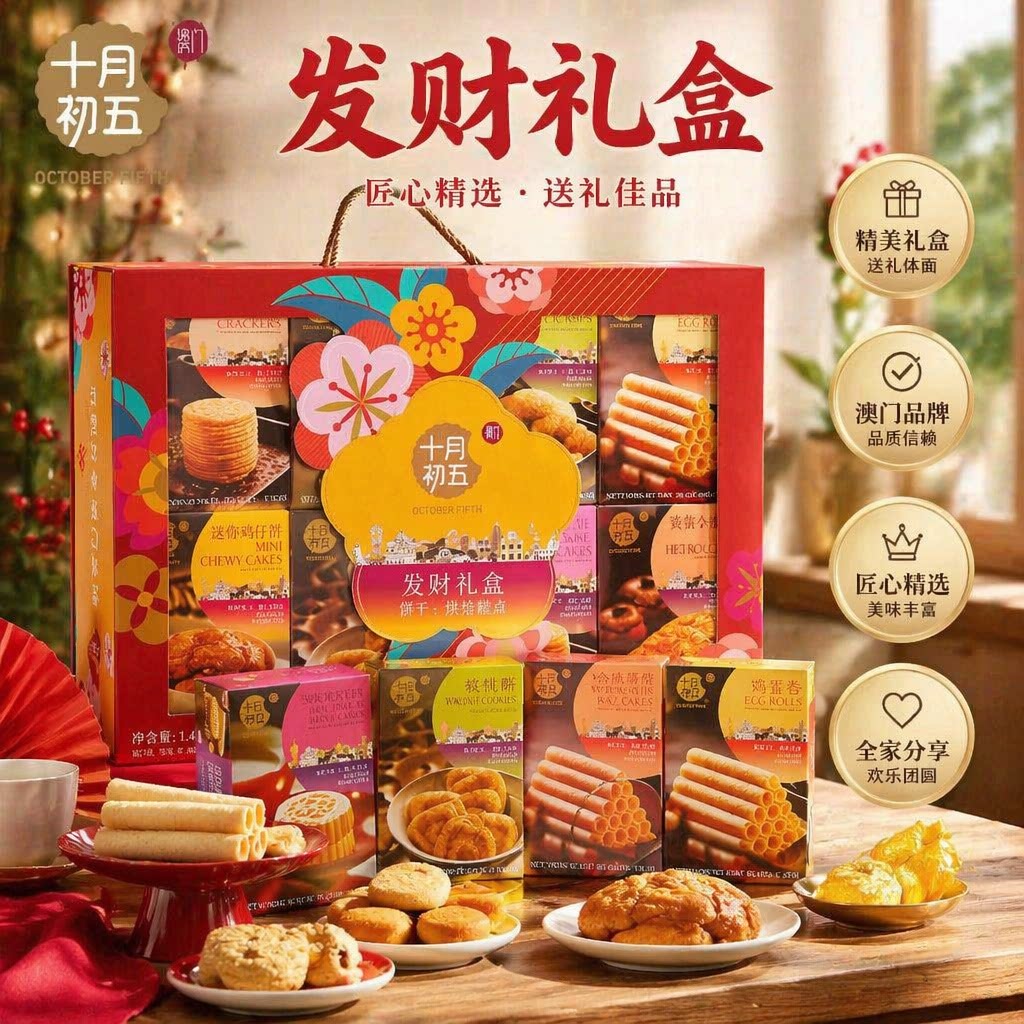 十月初五发财礼盒1412g澳门风味糕点心休闲零食礼物送礼长辈礼品