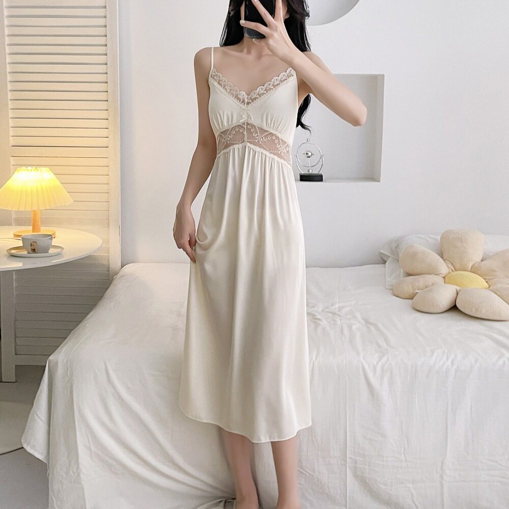 2026新款宫廷风睡衣性感女款春夏冰丝高级感蕾丝纯欲吊带胸垫睡裙
