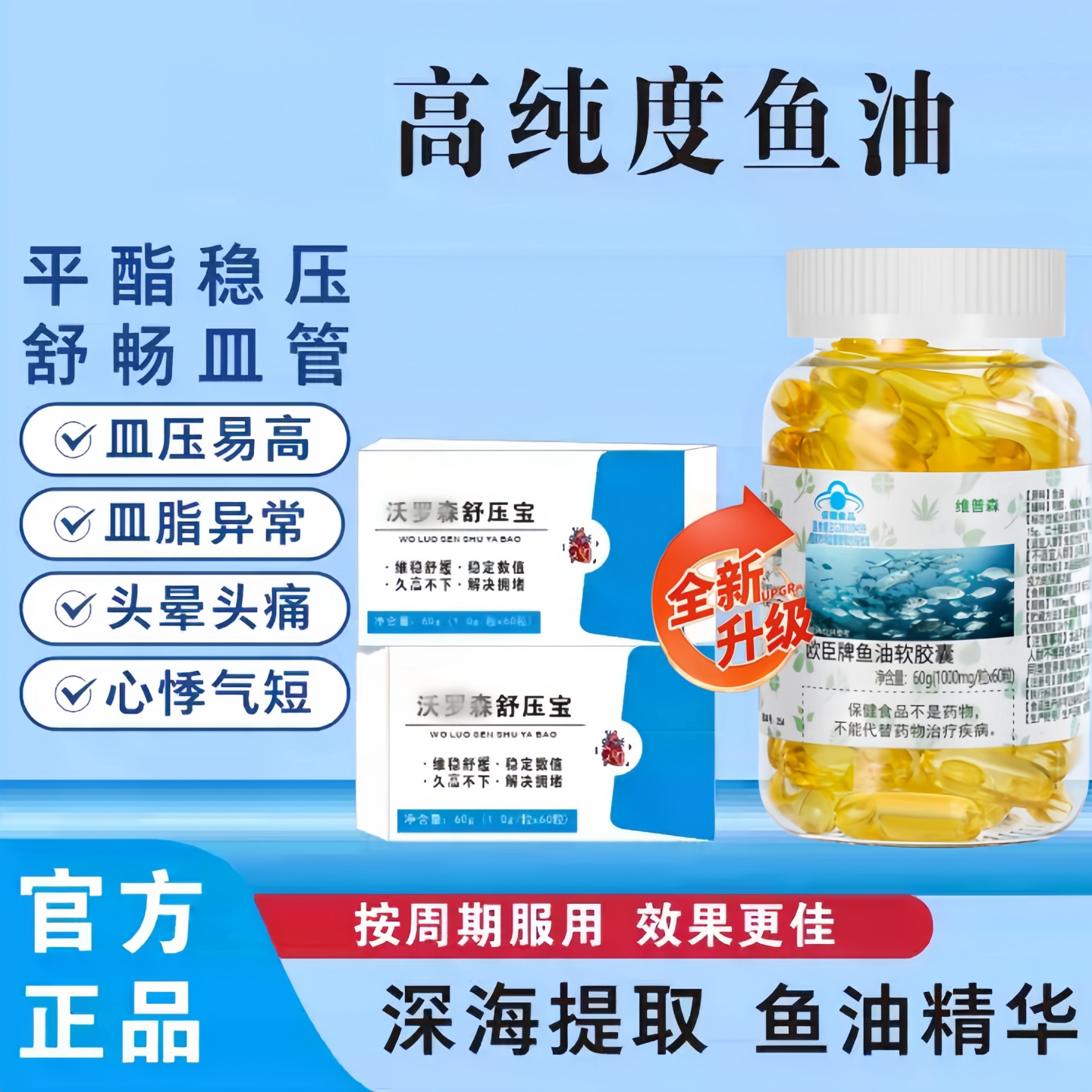 沃罗舒压宝深海鱼油软胶囊助降脂
