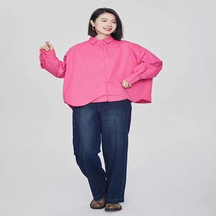 翠色嘉人2026春季新款文艺休闲不规则大码女纯棉上衣衬衫85005