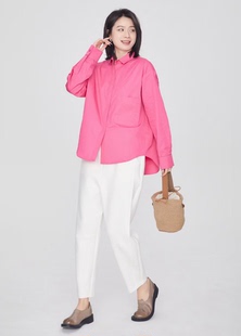 翠色嘉人2026春季新款通勤文艺前短后长开衫女休闲上衣衬衫5059