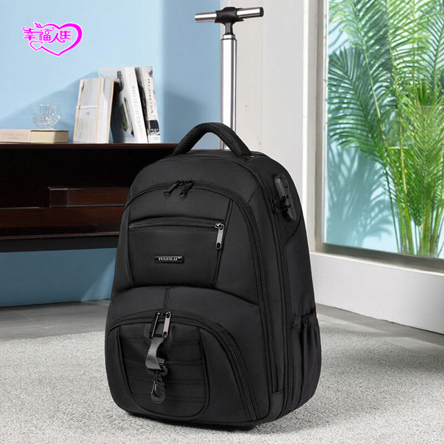 大容量隐藏轮拉杆防水轻便书包