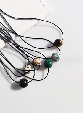 原创设计天然石项链锁骨链可调节