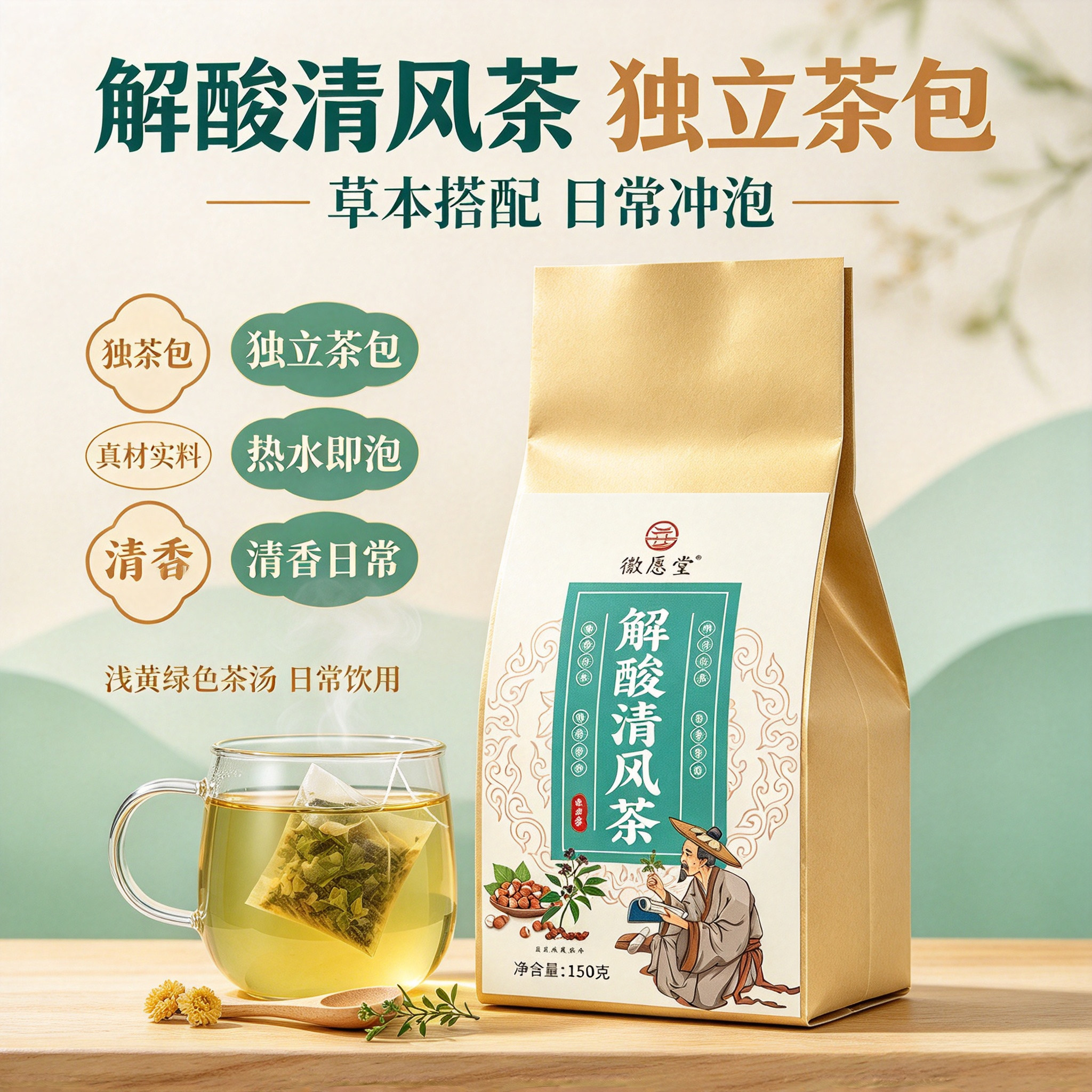 葛根百合菊苣茶解酸清风茶栀子