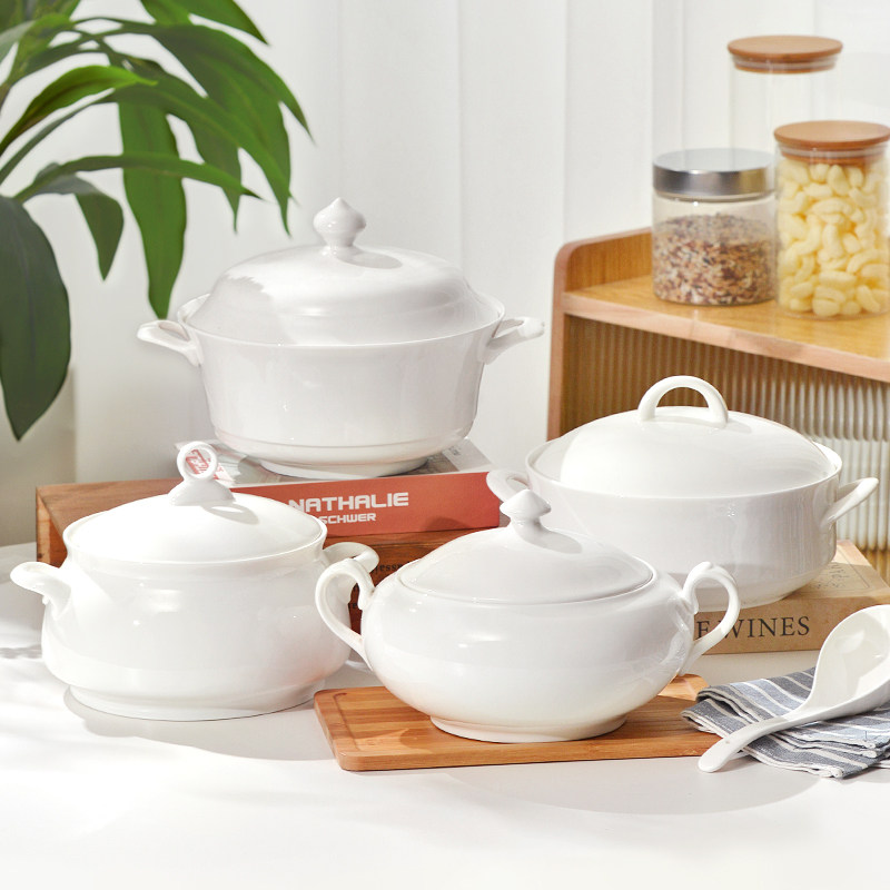 纯白骨瓷品锅带盖大汤碗陶瓷汤盆双耳汤碗创意个性家用大号大碗,餐饮具,盆,淘宝优惠券,粉丝福利购,淘宝优惠卷