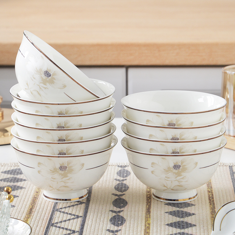 瓷秀源骨瓷饭碗高脚防烫设计