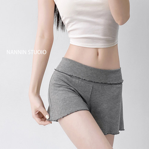格雷系木耳边短裤女莫代尔春夏内外穿轻盈无负重性感折叠低腰热裤