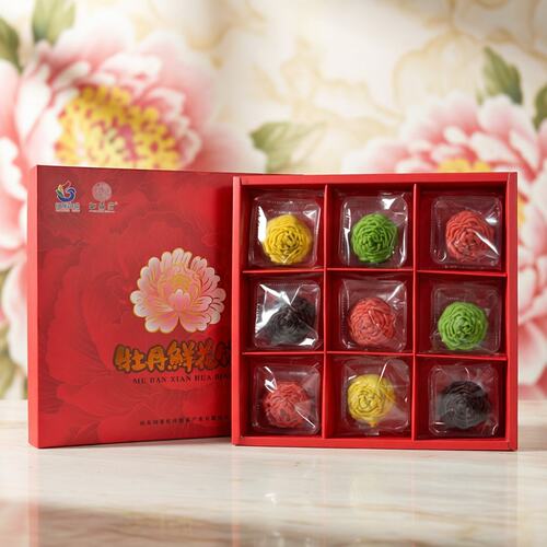 菏泽特产牡丹鲜花饼中式立体造型