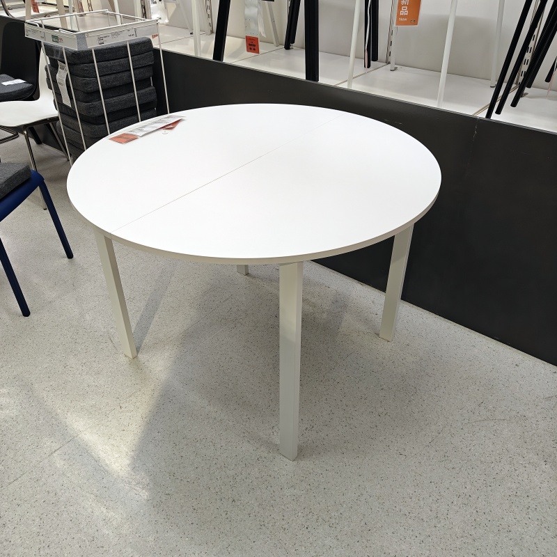宜家桌子白色圆形餐桌客厅饭桌