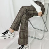 Штаны, демисезонный костюм для отдыха, высокая талия, свободный прямой крой, осенние, по фигуре