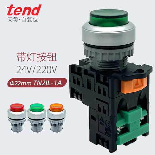 22mm按钮开关天得TN2IL-1AB带灯