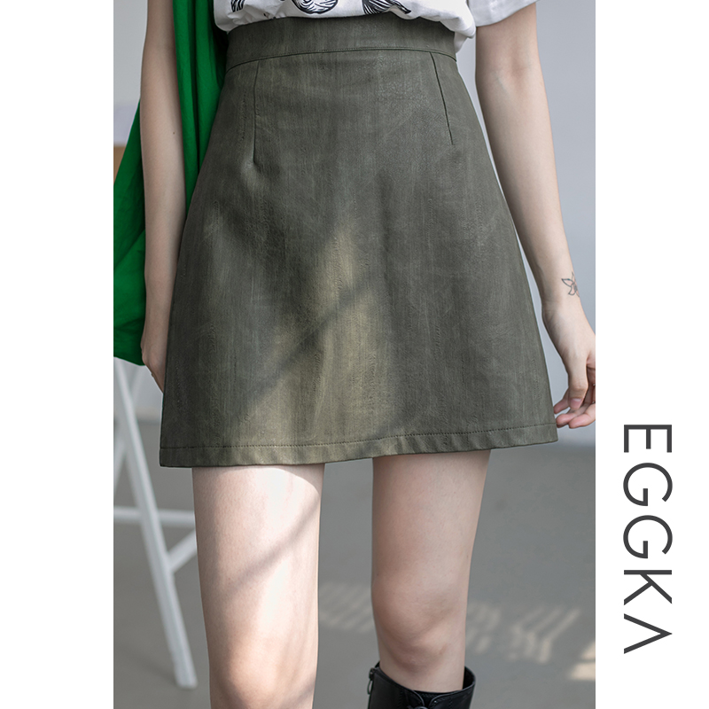 eggka复古风高腰显瘦春季半身裙