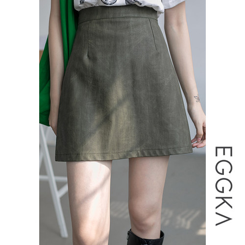 eggka复古风高腰显瘦春季半身裙