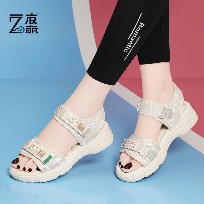 莆田纯原真皮运动凉鞋软底轻便防滑时尚休闲女鞋2025夏季白色沙滩