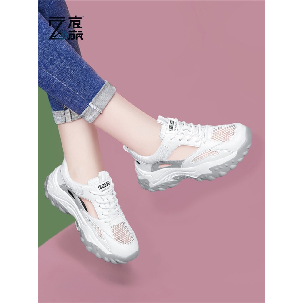 莆田纯原休闲运动凉鞋女款夏季薄款镂空网面透气2025年新款户外厚