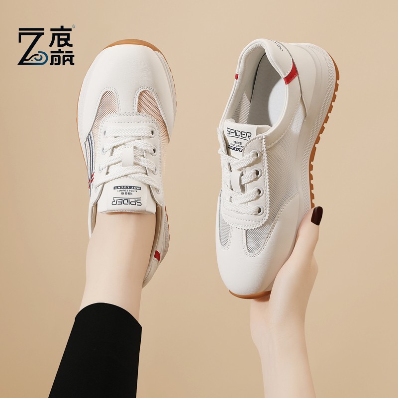 莆田纯原网面透气软底轻便运动跑步鞋真皮女鞋2024年春夏季薄款休