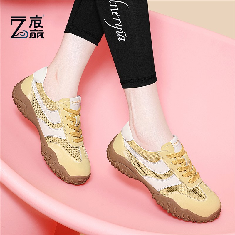 莆田纯原黄色阿甘鞋女鞋子2025新款爆款春夏季平底德训鞋百搭运动