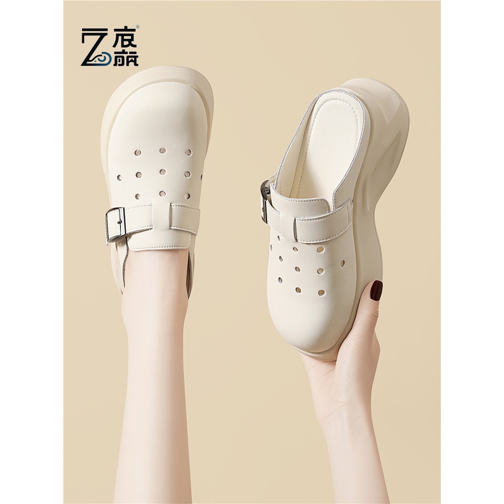 莆田纯原镂空包头半拖鞋女外穿2025夏季新款轻便透气舒适半拖时尚