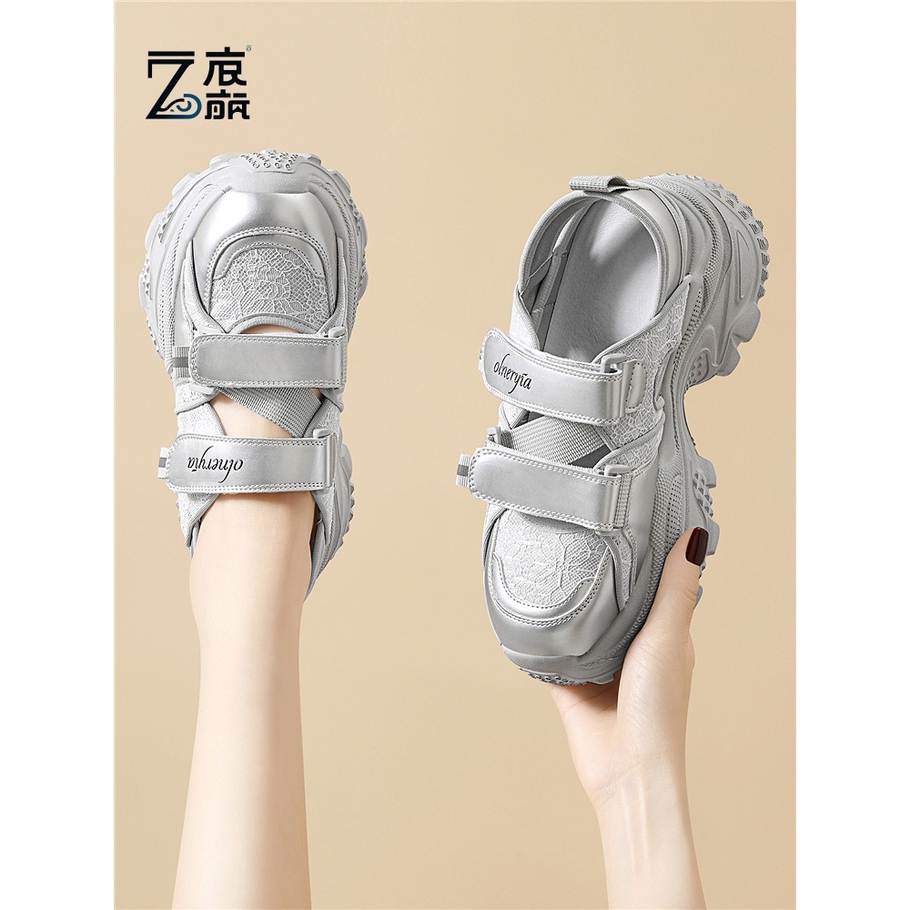 莆田纯原女鞋潮镂空老爹鞋女2025年夏季新款百搭厚底透气运动鞋榴