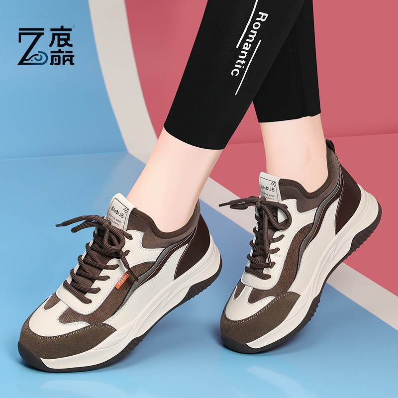莆田纯原老爹鞋女真皮2025春季新款爆款透气女士休闲运动鞋轻便软
