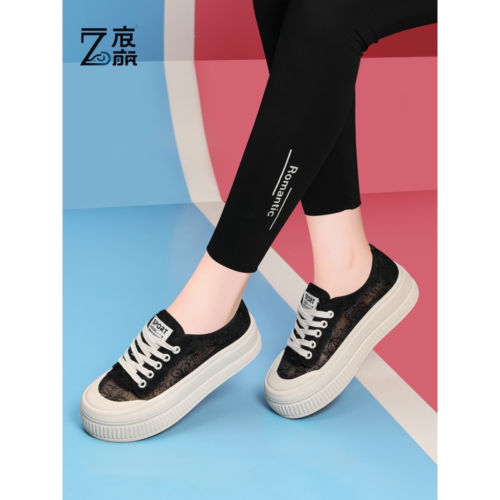 莆田纯原透气蕾丝渔夫鞋女夏季女鞋板鞋2025新款配裙子小白鞋百搭