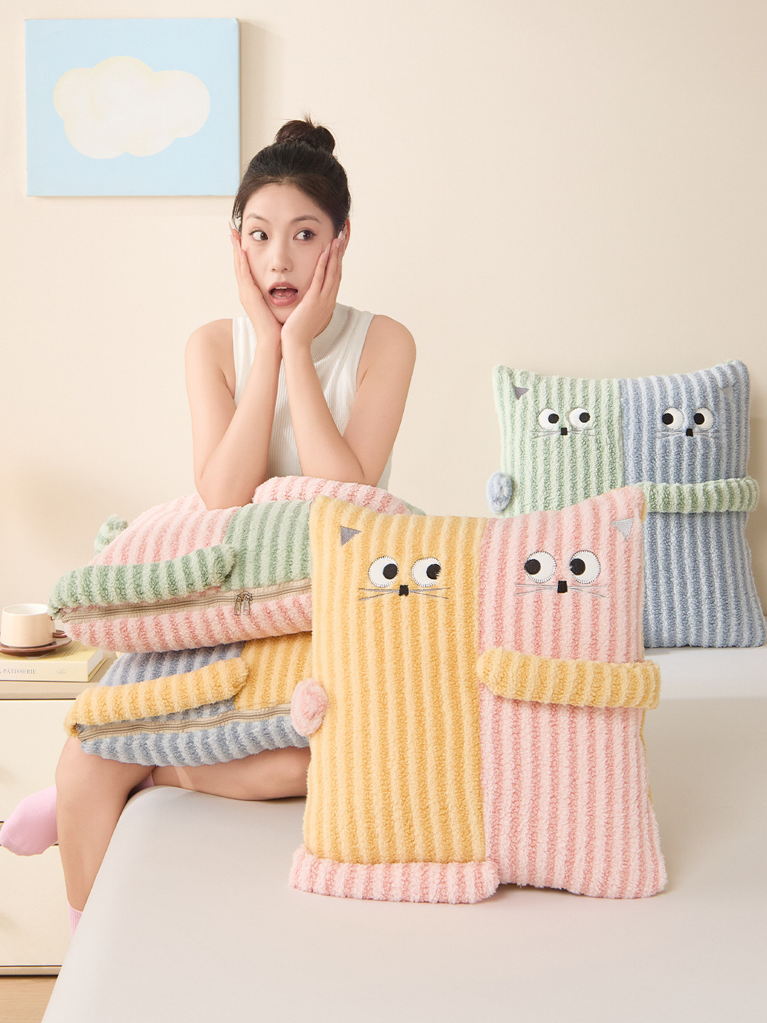 多巴胺两用抱枕被加厚加绒车载靠垫女生办公室沙发午睡枕头被毛毯