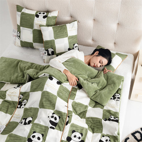 A类母婴级丨全棉加绒两用抱枕被