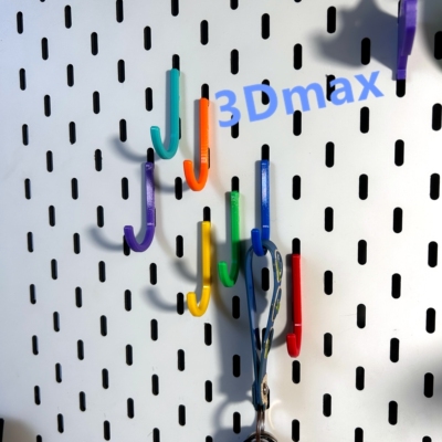 彩色J形挂钩多色可选适用宜家SKADIS洞洞板配件 可改金属方孔圆孔