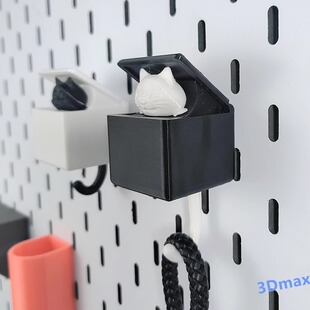 适用宜家SKADIS洞洞板配件跳动的猫创意挂钩撞色可改金属方孔圆孔