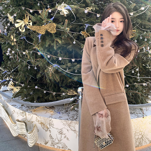 韩雨嘉毛呢绗棉西装长外套