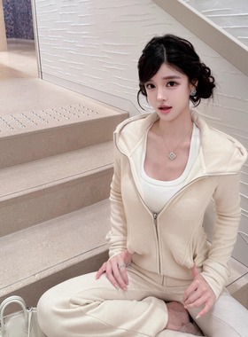 【lu系保暖套组】纯色百搭加绒卫衣女冬显瘦连帽外套百搭卫裤套装