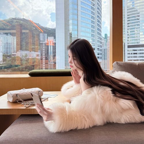 真狐狸毛连帽皮草外套女毛毛上衣