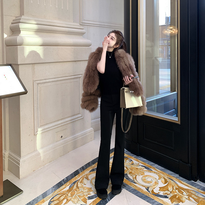 韩雨嘉【经典必入款】黑色高腰西装裤女冬弹力修身显瘦喇叭裤长裤,女装/女士精品,西装裤/正装裤,淘宝优惠券,粉丝福利购,淘宝优惠卷