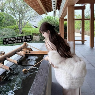 韩雨嘉【珍珠小奶狐】100%双色SAGA狐狸毛 清冷温柔感皮草马甲