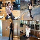 高腰无痕提臀收腹显瘦加绒喇叭裤 韩雨嘉 黑科技蓄热瑜伽裤 女冬