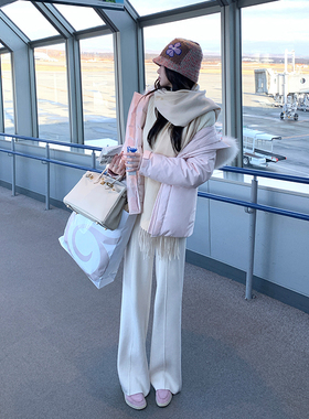 「现货」韩雨嘉【寒冬救星】松弛感纯色针织裤女加绒直筒裤长裤子