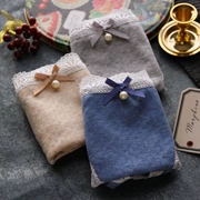 Berry Ginger Punch Cotton Vintage Bow Bow Quần mid-up Nữ nk011 - Giống cái