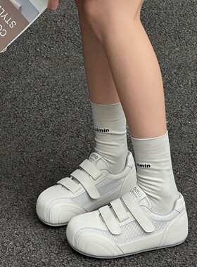 2026夏季新款厚底内增高小白鞋德训鞋女魔术贴百搭网面运动休闲鞋