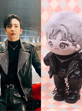 mirror娃衣20厘米盧瀚霆Anson Lo机车服同款皮衣棉花娃娃公仔娃衣