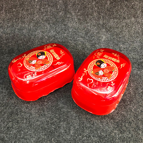 结婚陪嫁品可爱印花皂盒一对